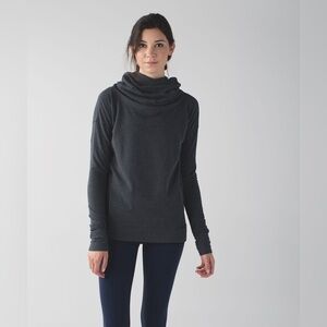 Lululemon Stress Less Hoodie Dark Grey size 2 Funnel Neck Sweater Top
